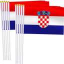 25 Pack Croatia Handheld Small Flag,Mini Croatian Hand Held Miniature Stick Decor