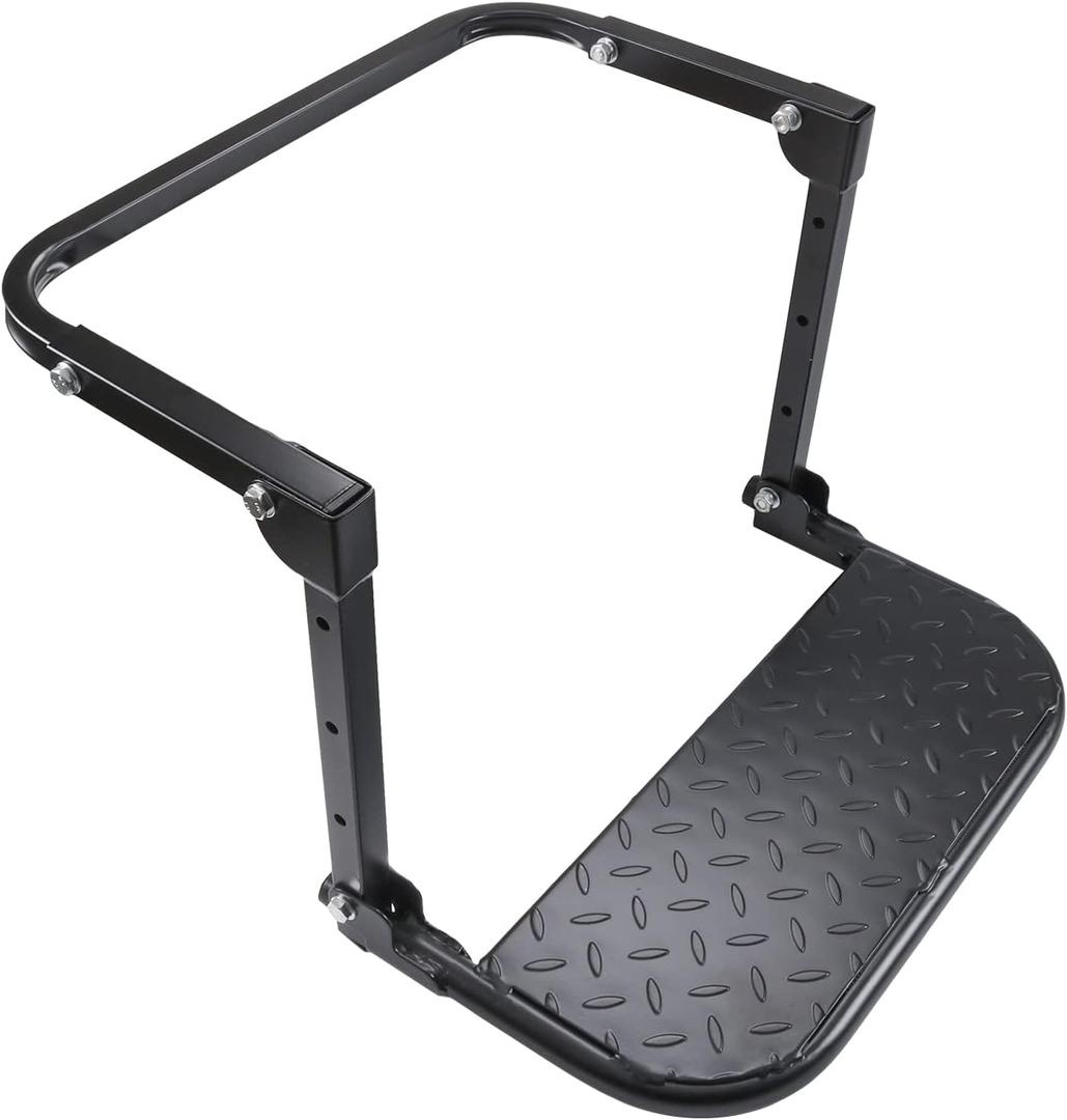DICMIC Folding Heavy Duty Tire Step for Truck, SUV and RV Adjustable Tire Mounted Step Fit Most Tire from 10.2 to 14.4, Rated up to 300 Lbs, Raised Texture Non-Slip Design, Black