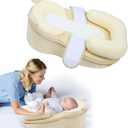 Baby Feeding Pillow, Anti Overflow Feeding Pillow for Reducing Spit-Up, Safety Nursing Pillow, Baby Lounger Reflux Wedge Breastfeeding, Removable top and Bottom Yellow