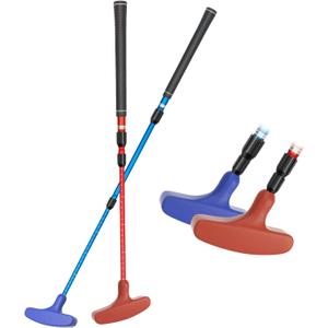 ToVii 2 Pack Mini Golf Putters with Adjustable Aluminum Alloy Shaft for Men & Women, Two-Way Right or Left Handed, Junior Golf Putters with Premium Grip (Blue+Red)