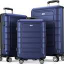 SHOWKOO Luggage Sets Expandable PC+ABS Durable Suitcase Double Wheels TSA Lock Blue (20in24in28in)