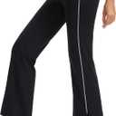 VME High Waist Yoga Wide Leg Pants - Tummy Control Workout Running Flared-Leg Yoga Legging for Women Black, XS