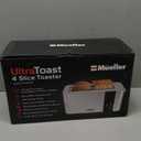 Mueller UltraToast Full Stainless Steel Toaster 4 Slice, Long Extra-Wide Slots for Bagels and Waffles, 6 Browning Levels, LED Display, Cancel/Defrost/Reheat Functions & Removable Tray, Kitchen Gadgets