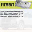 Aluminum Valve Cover Right Passenger Side Compatible with 1996-2002 Toyota 4Runner 1995-1998 T100 1995-2004 Tacoma 2000-2004 Tundra 3.4L V6 1120162040