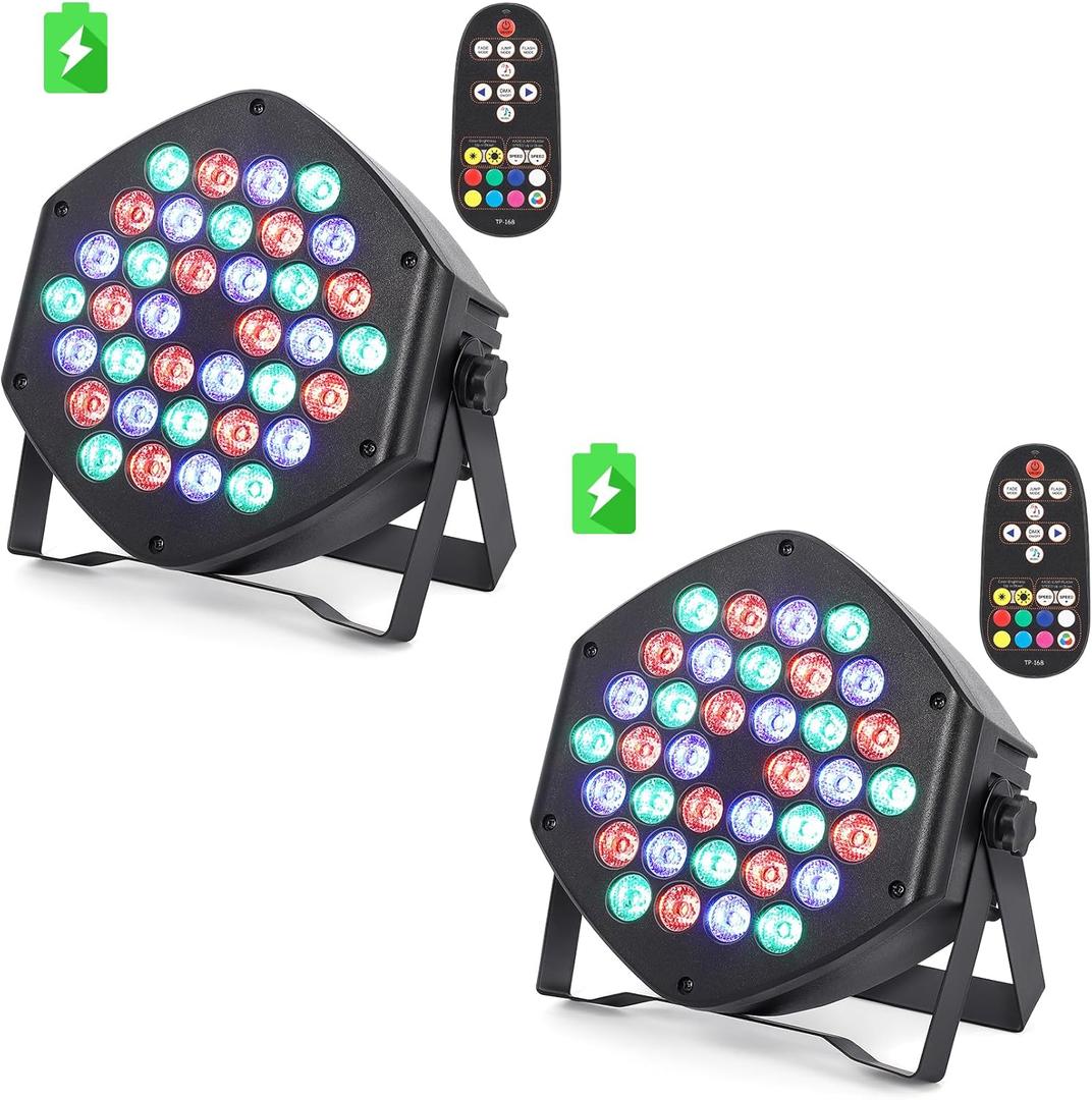 Wireless Rechargeable Par Can Lights 2 Pack Wireless Led Uplights Battery Powered Uplighting RGB 36W Stage Lighting for Events Dj Wedding Party Litake