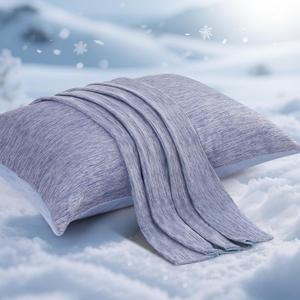 Elegear Cooling Pillow Cases for Hot Sleepers, Japanese Q-Max 0.5 Cooling Pillowcases, Both Sides(Cooling/Cotton), Breathable Soft Pillowcase for Hair and Skin, Set of 2-Blue (Queen (20'' x 30''))