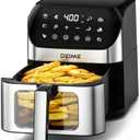 DEIME Air Fryer 6.2 QT Oilless 1500W Large Capacity Oven Air Fryers Healthy Cooker with 10 Preset, Visual Cooking Window, Non-Stick Basket, Included Recipe