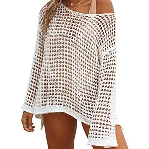 Bsubseach Crochet Cover Ups for Women Sexy Hollow Out Swim Cover Up Knit Summer Outfits(M)