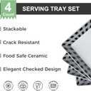 YHOSSEUN Halloween Serving Platters Set of 4, Black and White Serving Platters and Trays for Food, Rectangular Long Plates Serving Dishes for Entertaining, Checkered, 14 Inch