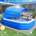 2026 Inflatable Pool with Canopy, Large Inflatable Pool for Kids,Adults, Blow Up Pools with Seats,Oversize Thickened 118"x75"x22"Inflatable Swimming Pools, Kids Pool for Backyard,Ocean Theme-Blue
