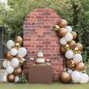 Chiara 7.2FT Red Brick Arch Backdrop Spandex, Wrinkle Free Fitted Arch Background Cover for Farmhouse Style Vintage 2-Sided Round Top Wedding Photography Birthday Baby Shower