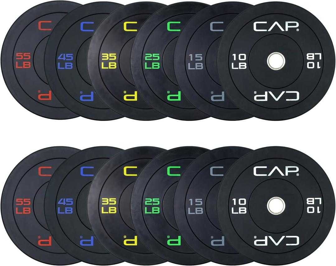 CAP Barbell 2-Inch Olympic Bumper Plate Weight Set |100 lbs | Economy
