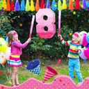Sratte Number Piata Pink Piata Birthday Decorations Gradient with Stick Blindfold Confetti for Girls Boys Birthday Anniversary Party Decorations Supplies(Number 8)