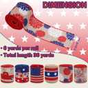 AnyDesign Patriotic Wired Edge Ribbon 36 Yards Retro American Flag Fabric Ribbon 2.5 Inch 4th of July Star Stripe Wrapping Ribbons for 250th Anniversary Independence Day Wreath Bow DIY Crafts, 6 Roll
