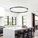 LED Black Chandelier,Modern 1-Ring Dimmable Pendant Lighting Fixture, 31.5