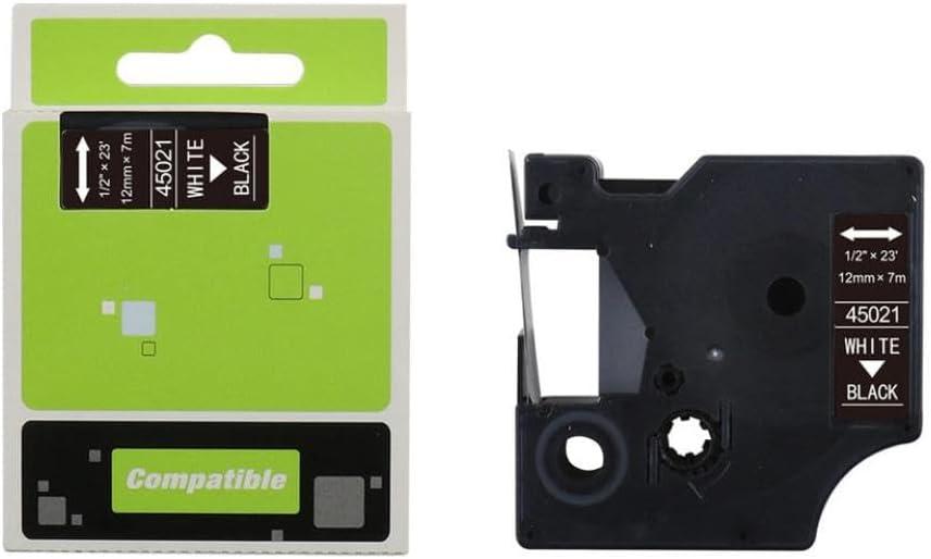 1 PC Compatible Tapes for LabelMaker LM 160 420P 280 D1 Tapes 45013 45012 45018 45020 45021 40913 12mm Label Tapes(White on Black)