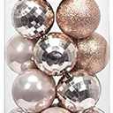 28ct Shatterproof Christmas Ball Ornaments in 4 Classic Finishes for Christmas Tree Decoration (Champagne, 2.36 Regular Size)