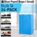 SUNCOLOR Blue Gift Bags with Tissue Paper, 24 Pack Small Kraft Paper Party Favor Bags, 7.9 x 5.12 x 3.15 Inches, Reinforced Handles for Baby Showers, Birthdays, Celebrations