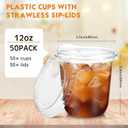 Baderke 50 Pcs Round Bottom Plastic Cups with Sip Lids Clear Disposable Iced Coffee Cups for Smoothie Cold Beverage Coffee Shops and Party Catering(12 oz,Clear)