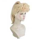 Blonde Wig for Women, Long Blonde Ponytail Wig with Curly Bangs, Blonde Pigtails Wig with White Sunglasses for Party Costume Halloween Cosplay(Adult)