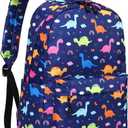 BABUN Backpack Boys Elementary Middle School Bags for Kids Bookbag Lightweight Teenager Laptop Durable Waterproof 17 In (F-Blue Dinosaur)