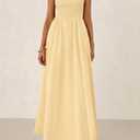PRETTYGARDEN Women's Smocked Maxi Dresses 2026 Summer Sundress Casual Spaghetti Strap Swing A Line Long Flowy Beach Dress (Yellow, S)