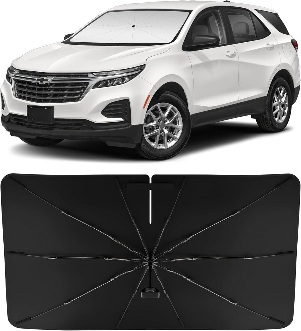 INSAUTO Windshield Sun Shade Umbrella for Equinox 2018-2025, Foldable Front Windshield Sunshade with Storage Bag, Block Out UV Rays & Heat, Keep Car Cool