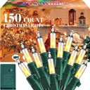 Meonum Chasing Christmas Lights, 8 Function Controller Clear Mini Bulbs Green Wire Indoor String Lights, 71 Feet Long Holiday Decor, for Christmas Tree(Warm White,150 Bulbs)