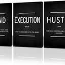 BWSPACE Motivational Wall Decor Grind Hustle Execution Wall Art Office Wall Decor Posters for Men 3 Pieces Framed Canvas Wall Prints Artwork Home Gym Bedroom Ready to Hang