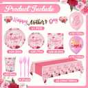 191Pcs Mother's Day Party Decorations Happy Mothers Day Party Supplies Tableware Set Include Paper Plates Napkins Cup Tablecloth Banner Best Mom Balloons Dinnerware for Mothers Day Serves 24 Guests