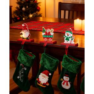 Christmas Stocking Holders for Mantle, 3 Pcs Metal Weighted Stocking Hooks Decorative Stocking Christmas Hangers Hooks for Fireplace Xmas Holiday Party Decoration Santa Claus Gift Car Snowman