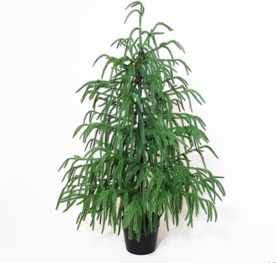 Artificial Norfolk Pine Tree 24in Tabletop Christmas Tree Decoration Outdoor Indoor Home Decor (2ft)
