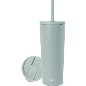 Simple Modern Insulated Tumbler with Lid and Straw | Iced Coffee Cup Reusable Stainless Steel Water Bottle Travel Mug | Gifts for Women Men Her Him | Classic Collection | 24oz | Sea Glass Sage