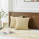 GAWAMAY Decorative Square 16x16 Inch Throw Pillow Covers Set of 2, Super Soft Chenille Pillows Farmhouse Fall Pillowcase for Living Room Bedroom Sofa Couch Cushion Cover Khaki 40x40cm (No Insert)