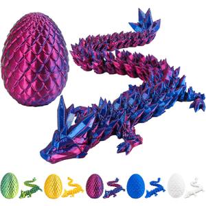 3D Printed Dragon Egg with Dragon Inside,12 Inch 3D Printed Dragon Egg Fidget ToyHome Office Decor Executive Desk Toys for Autism/ADHD (Laser Purple)