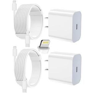 iPhone Charger Fast Charging 2 Pack Type C Wall Charger Block with 2 Pack [6FT&10FT] Long USB C to Lightning Cable for iPhone 14/13/12/12 Pro Max/11/Xs Max/XR/X,AirPods Pro