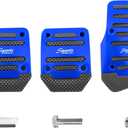 Ziciner 3PCS Non-Slip Car Pedal Pads, Manual Gearbox Gas Pedal Brake Pedal Cover, Aluminum Alloy Brake Gas Clutch Pedal Kits, Universal Replacement Accessories for Car SUV ATV (Blue&Manual)