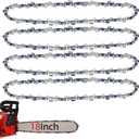 O-CONN 4 Pack 18 Inch Chainsaw Chain .325" Pitch .050'' Gauge 72 Drive Links Fits Husqvarna 440, Oregon H72, Poulan 4600, Echo CS-400, Craftsman, Makita and more