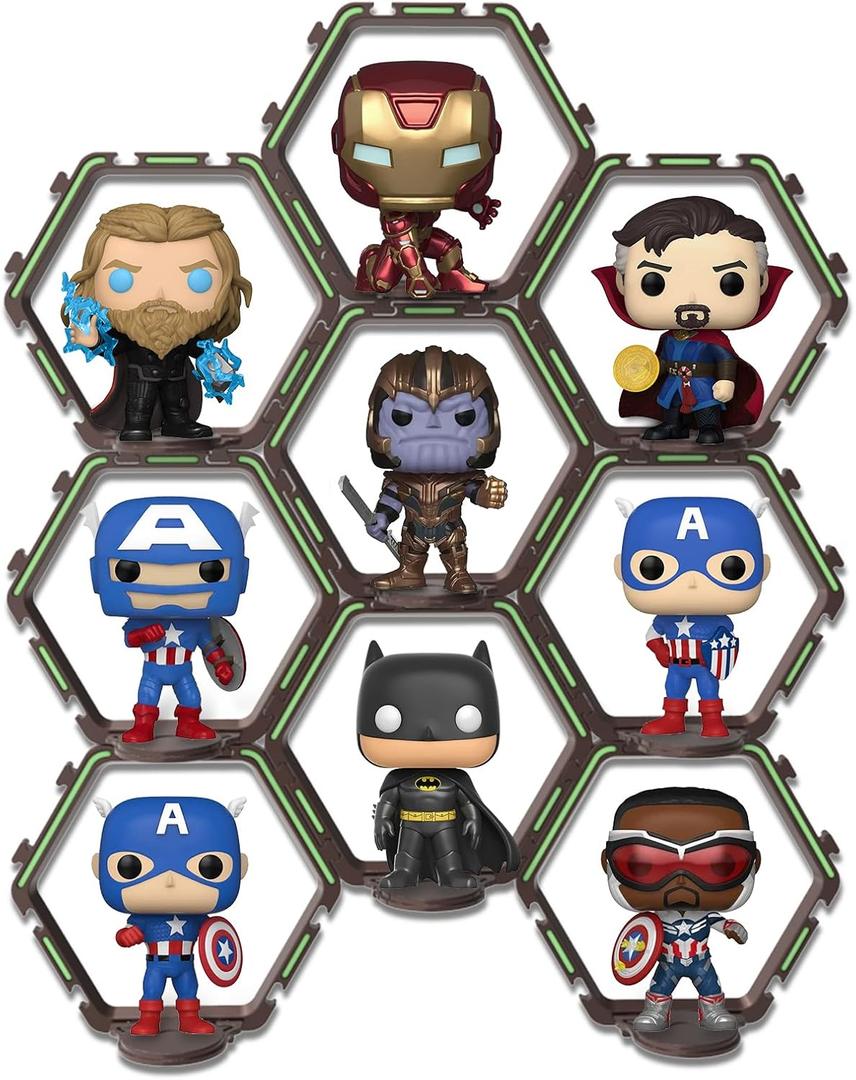 YODAR 9 PCS Riser Display Shelf for Funko POP Figures, Floating Shelves Display Ledge for Organizer and Decoration, Collectibles Display Stands Showcase, Glowing at night