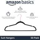 Amazon Basics Slim Velvet Non-Slip Space Saving Suit Clothes Hangers for Closet Organization, Black/Rose Gold, 50-Pack