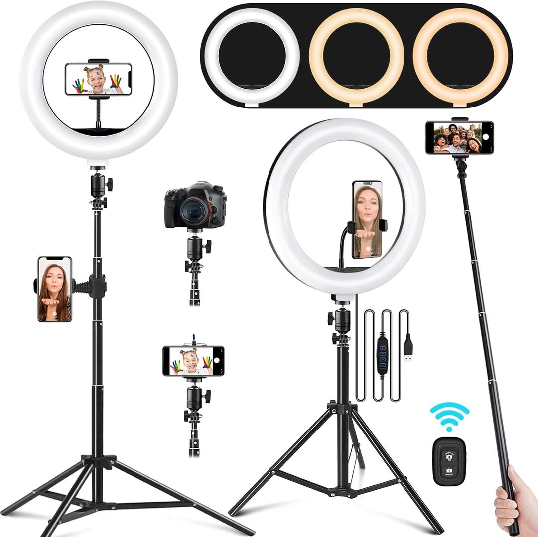 10.2" Ring Light Kit - Adjustable Tripod Stand, Dimmable LEDs for Makeup, Photography, TikTok, YouTube