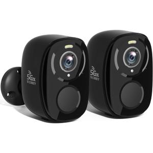 Rraycom 2Pack 5G/2.4G WiFi Security Cameras Wireless Outdoor, 2K Battery Powered Cameras for Home Security with AI Motion Detection, Color Night Vision, Siren, 2-Way-Audio, Works/Alexa,Waterproof (Black)