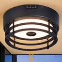 Yisuro Outdoor Ceiling Light with Motion Sensor Flush Mount Farm House Porch Light Ceiling Mount LED Light Fixture - Adjustable 3 Modes Sensor for Patio,Garage (Black)