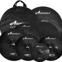 Arborea Cymbal Pack for Drum 7 pcs Black Hero Series Include 14"Hihats 16"Crash 20"Ride Bonus 10" Splash 16"Ozone Stacker 18" China Cymbal Free Cymbal Bag