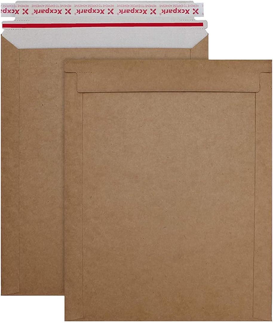 Xxcxpark 20 Pack brown Kraft Rigid Mailers, 7.5x9.5 inches Self Seal Photo Document Mailers Premium Cardboard Keep Flat Envelopes for Photos, Pictures, Papers CD