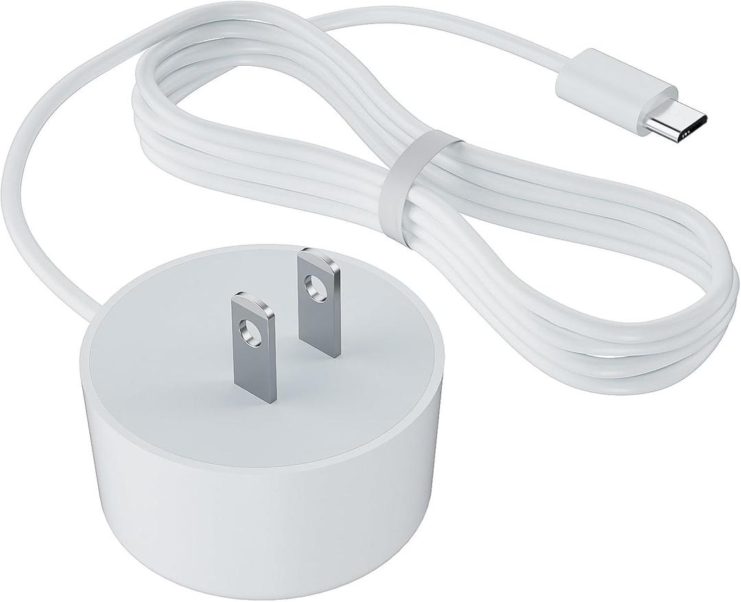 Replacement 5V 1.8A AC Charger Power Supply Cable, 5FT Micro USB Power Supply Cord, Compatible with Google Home Mini Speaker, White, Long