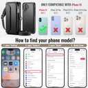 Strapurs for iPhone 16 Detachable Wallet Case Compatible with Magsafe for Women, RFID Blocking 9-Card Holder Zipper Wrist Strap Lanyard PU Leather Magnetic Phone Case for iPhone 16 6.1", Black
