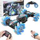 1:12 Gesture Sensing RC Stunt Car, 2 * 1200mAh Hand Controlled Remote Control Twist Cars with Light & Music, 4WD 360 Rotate Transform Drift, Gifts for 8-12 Kids Age 8 9 10 11 12 Yrs Old Trains (Blue)