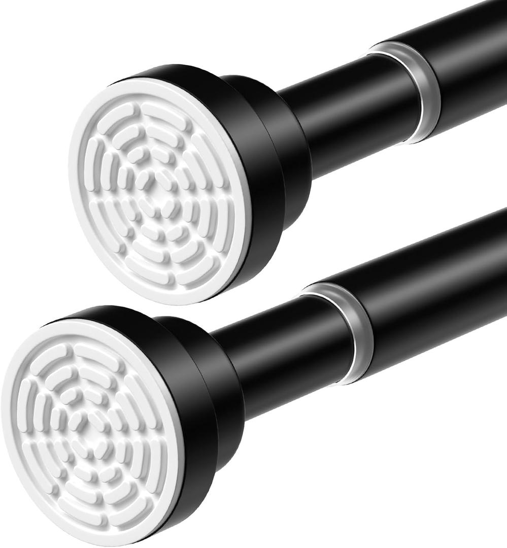 2Pack Spring Tension Curtain Rod 30-63Inch Tension Rod for Windows Black Curtains Rod Pressure Adjustable Curtain Rods No Drilling Spring Curtain Rod Tension Rods for Doorway,Windows,Bedroom,Closet