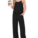 Custoneei Girls 2 Piece Outfit Sets Tween Ruffle Hem Summer Camisole Tops Straight Pants with Pockets Teens Clothes 5-14Y(Black,9-10 Years) (Black)
